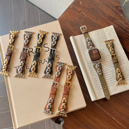 Elegant Old Money Style Leather Watch Band – Compatible with Apple Watch Series
