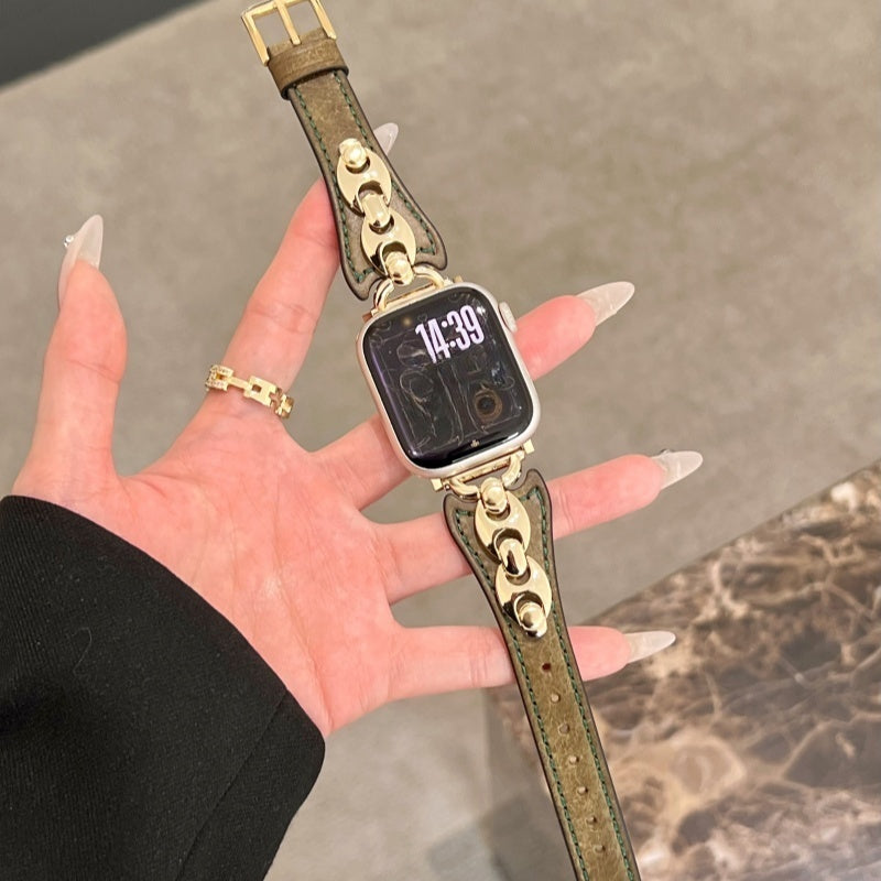 Elegant Old Money Style Leather Watch Band – Compatible with Apple Watch Series