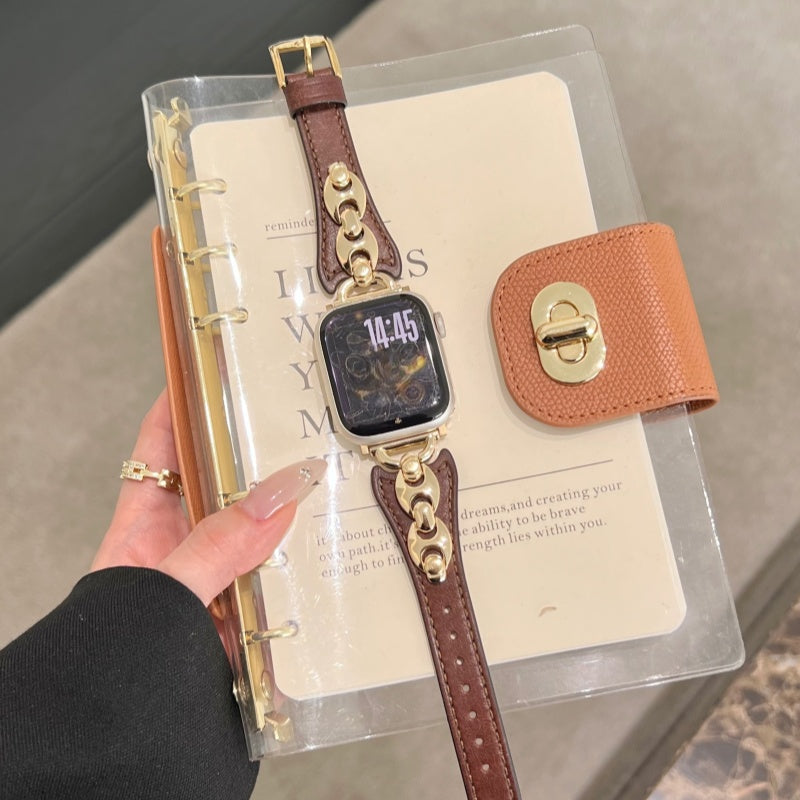 Elegant Old Money Style Leather Watch Band – Compatible with Apple Watch Series