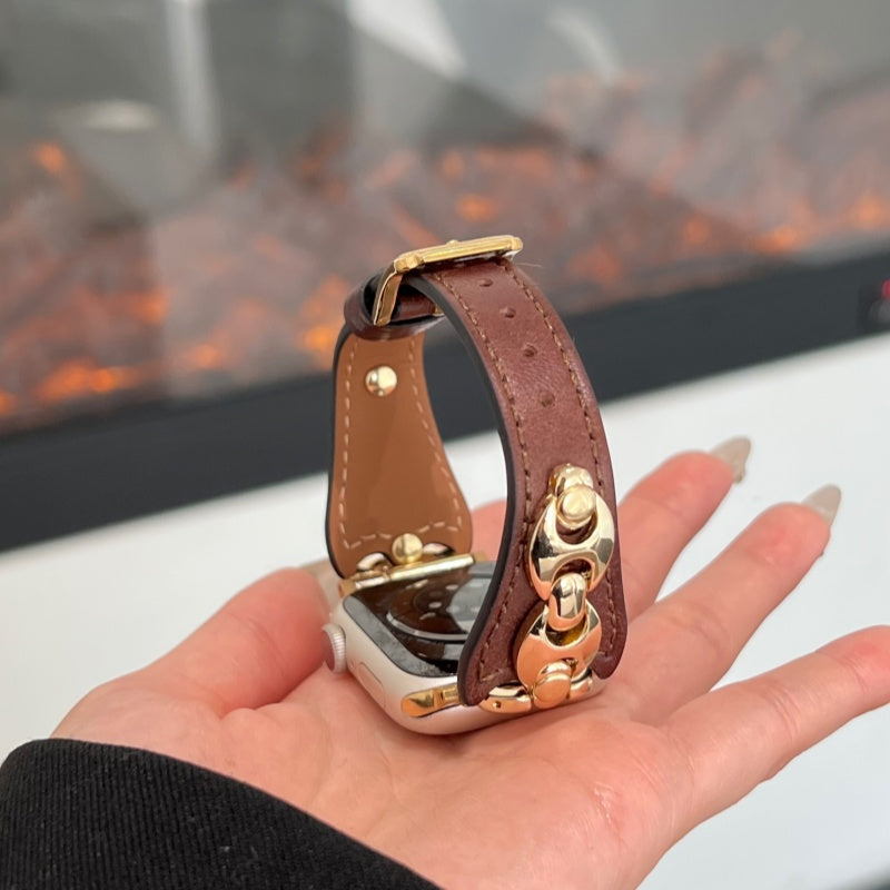 Elegant Old Money Style Leather Watch Band – Compatible with Apple Watch Series