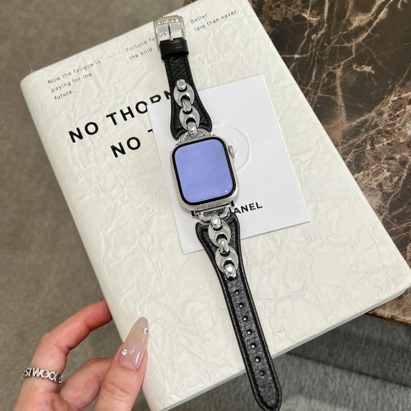 Elegant Old Money Style Leather Watch Band – Compatible with Apple Watch Series