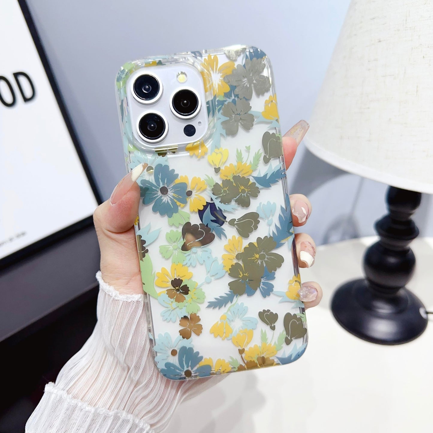 Transparent Elegant Flower Blossom Hard Acrylic Phone Case Cover Well Protection