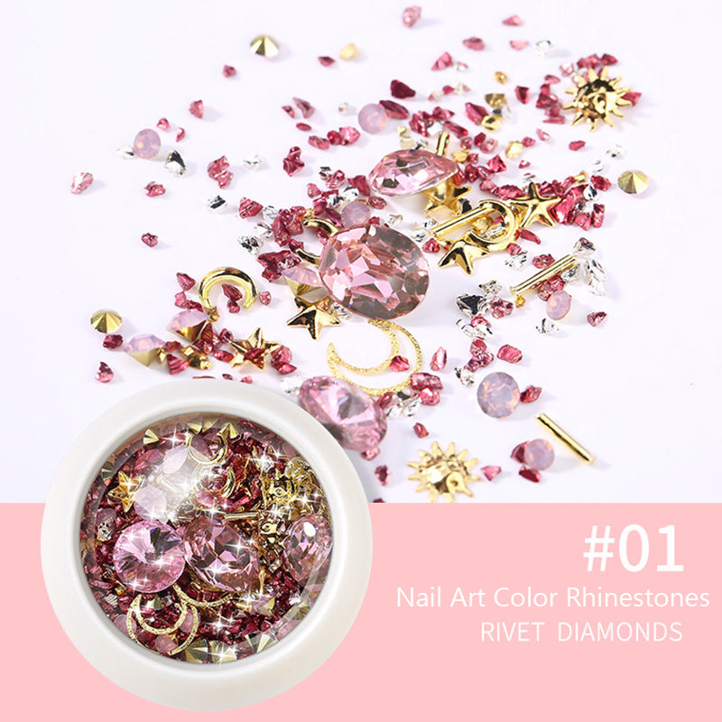 DIY Nail Art Color Rhinestones ( Round Box )
