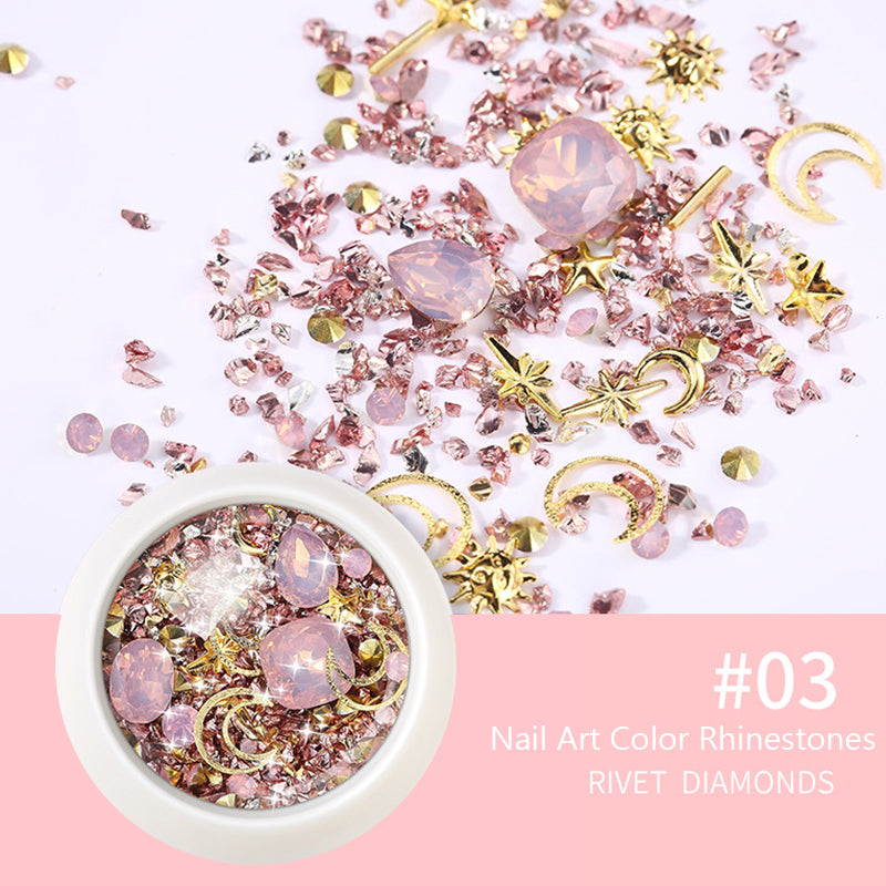 DIY Nail Art Color Rhinestones ( Round Box )