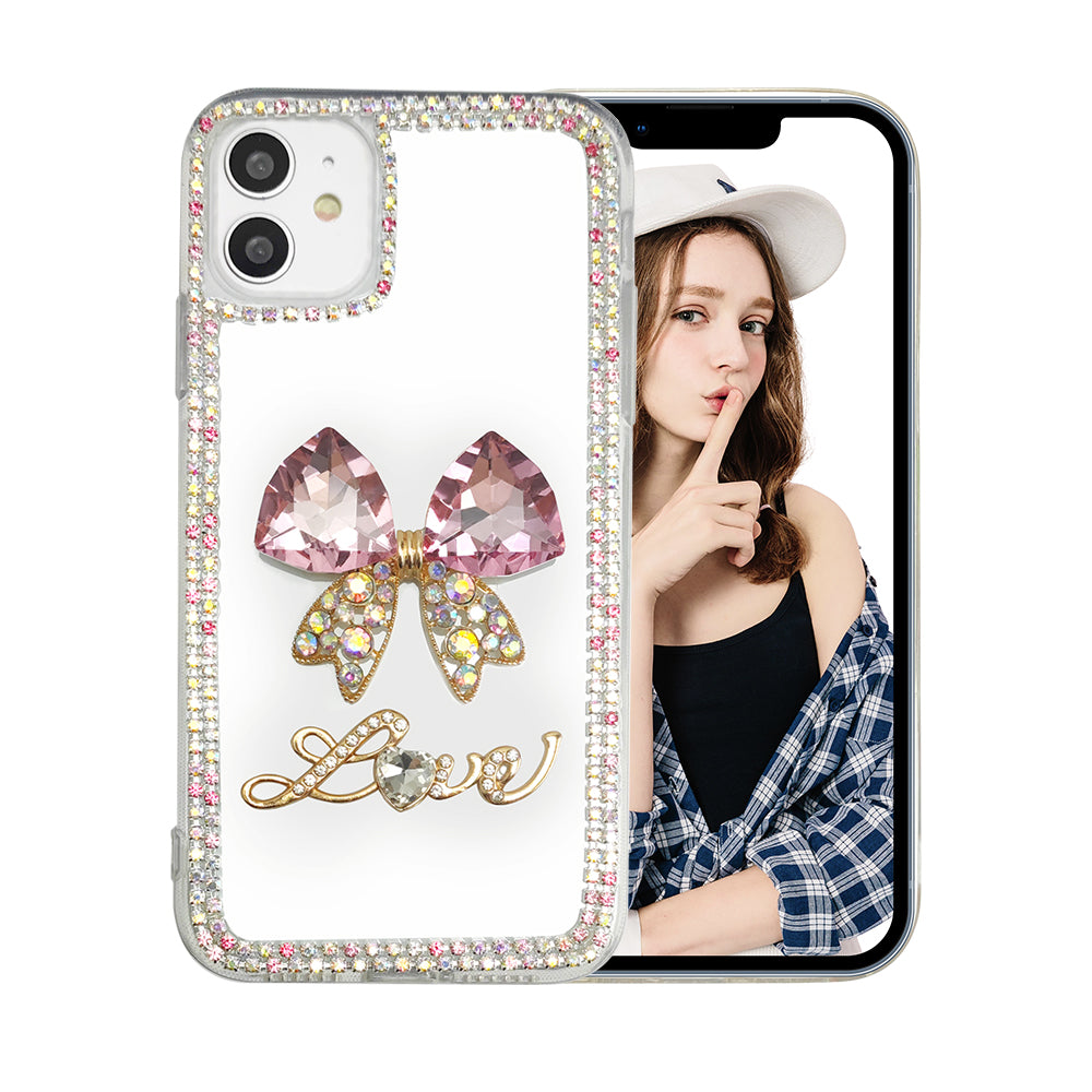 Pink Butterfly Crystal Phone Case