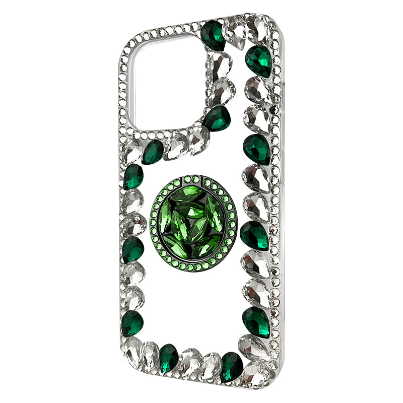 Round Holder Rhinestone Phone Case ( Green )