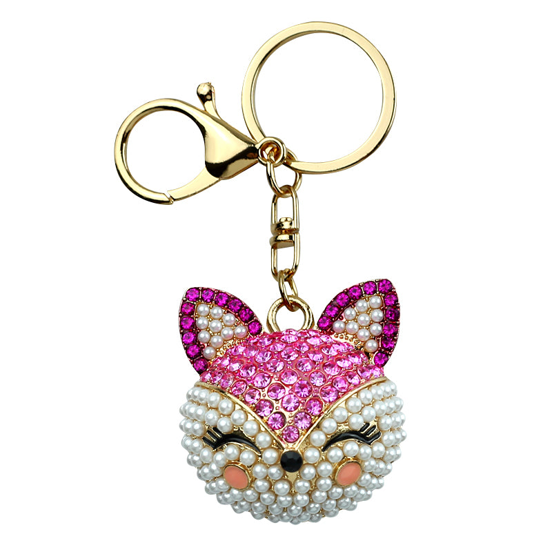 Cute Rhinestone Fox Keychain