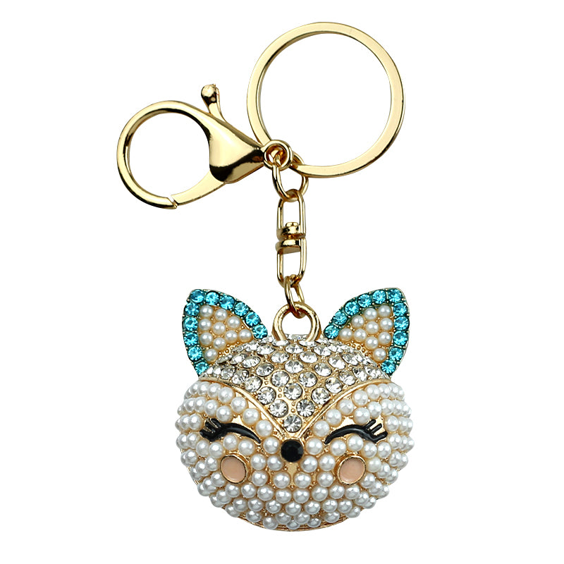 Cute Rhinestone Fox Keychain
