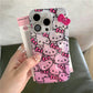 Full Hello Kitty with ribbon heart glitter For iphone case