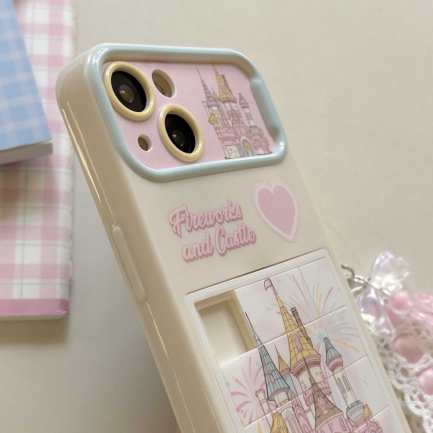 Pink Puzzle Princess Castle For iphone 12 15 Plus Pro Max Case Cover