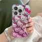 Full Hello Kitty with ribbon heart glitter For iphone case