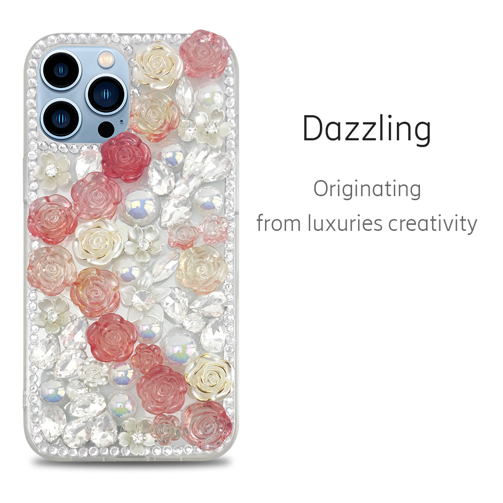 Pink Crystal Flower Rhinestone Phone Case