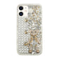 White pearl rhinestone bear phone case