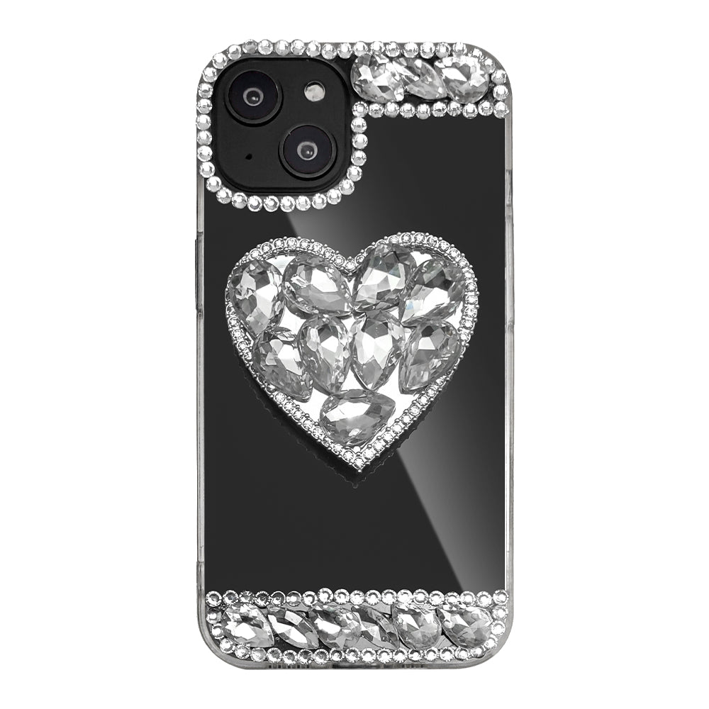 Heart shaped stand rhinestone phone case