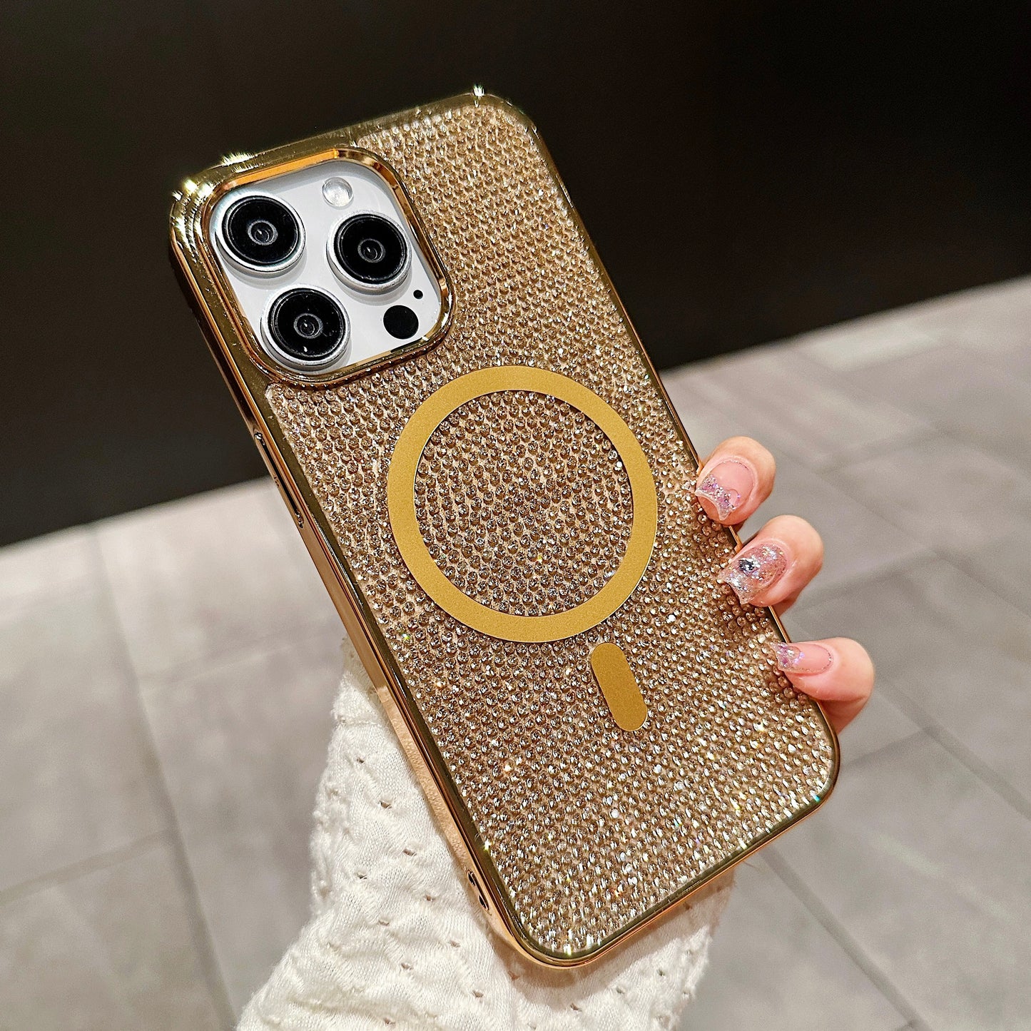 Magnectic Bling Rhinestone Wireless Charging Phone Case