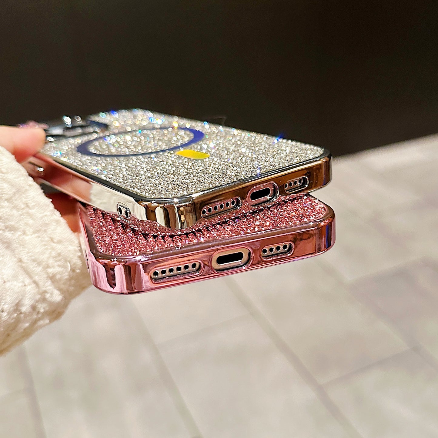 Magnectic Bling Rhinestone Wireless Charging Phone Case