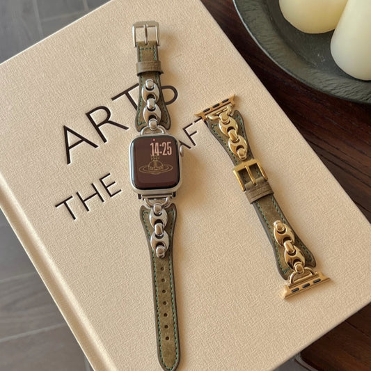 Elegant Old Money Style Leather Watch Band – Compatible with Apple Watch Series