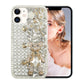 White pearl rhinestone bear phone case