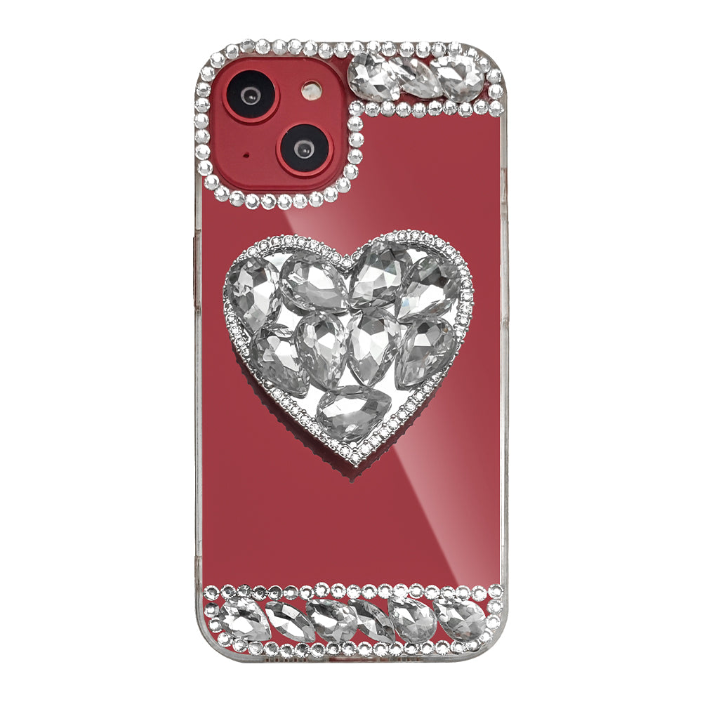 Heart shaped stand rhinestone phone case