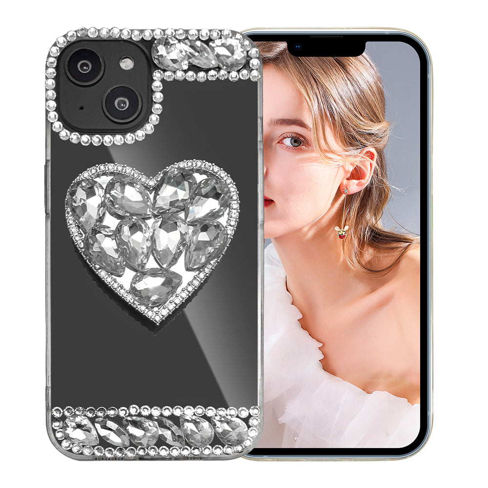 Heart shaped stand rhinestone phone case