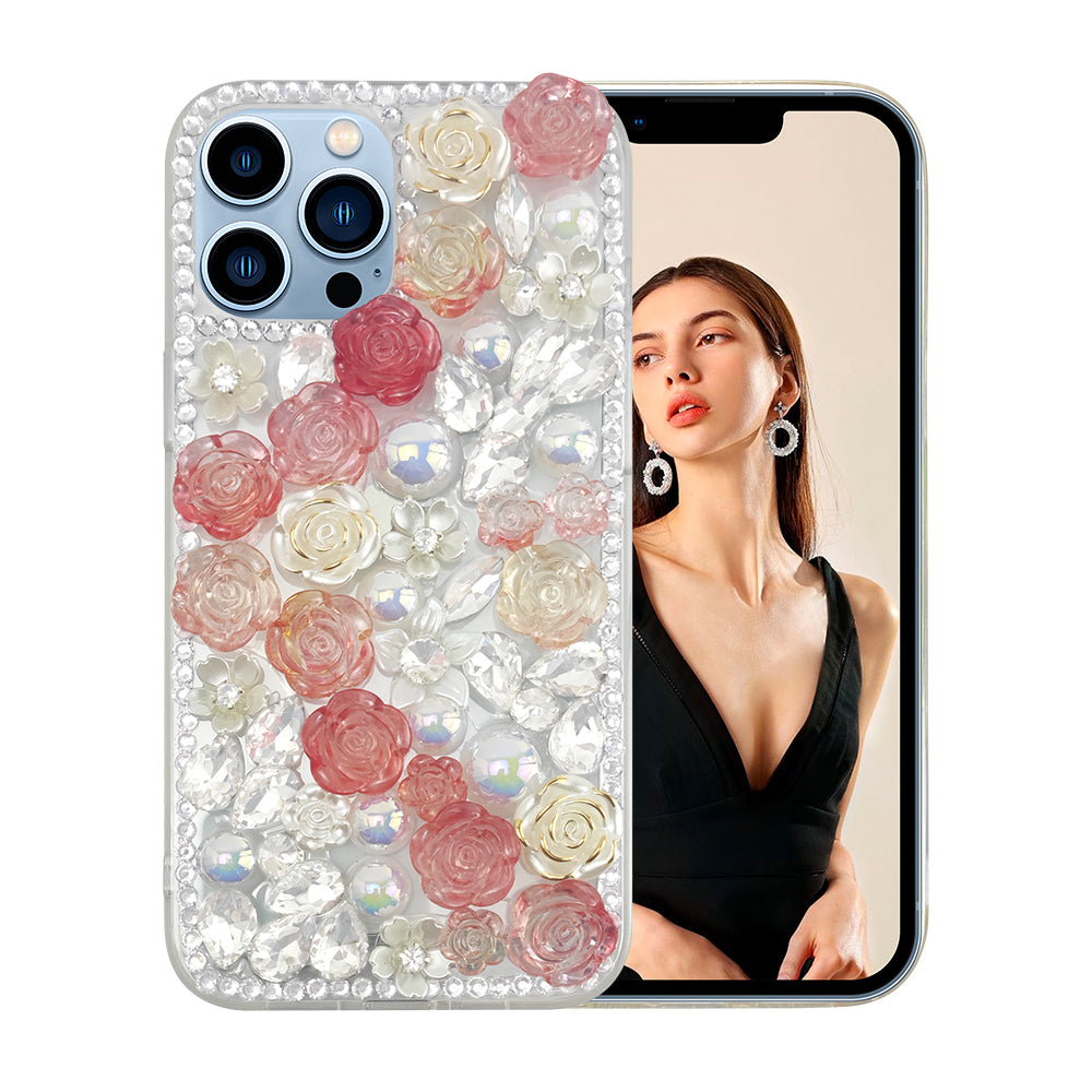 Pink Crystal Flower Rhinestone Phone Case