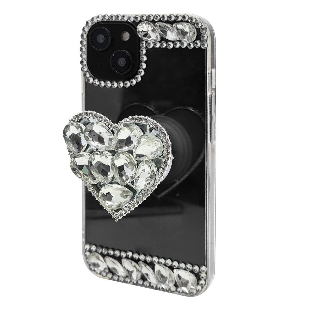 Heart shaped stand rhinestone phone case