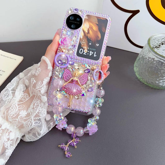 Fancy Fairy Flower Bling Rhinestone Phone Case-with chain
