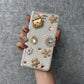 Handmade White Pearl Bling Hand-bag Style Card Holder Wallet Phone Case