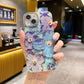 Full Glitter Lens Protection Flower Painting Style with Little Rhinestone Bling Shockproof Phone Case Cover anti scratch