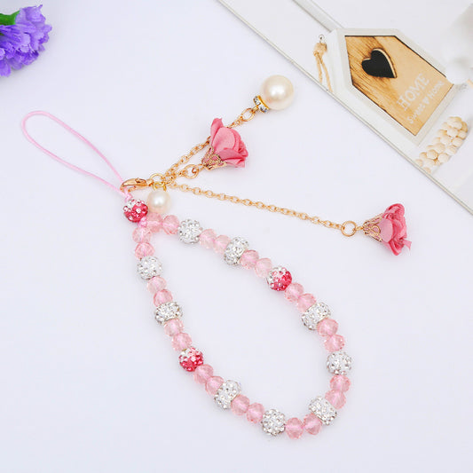 Rose Crystal Beaded Lanyard