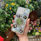 Cute bling rhinestone phone case with Chain