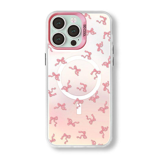 Pink Ribbon Cute Simple Magnectic Wireless Charging Phone Case