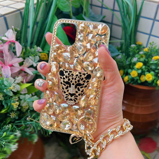 Luxury golden leopard phone case(with chain)