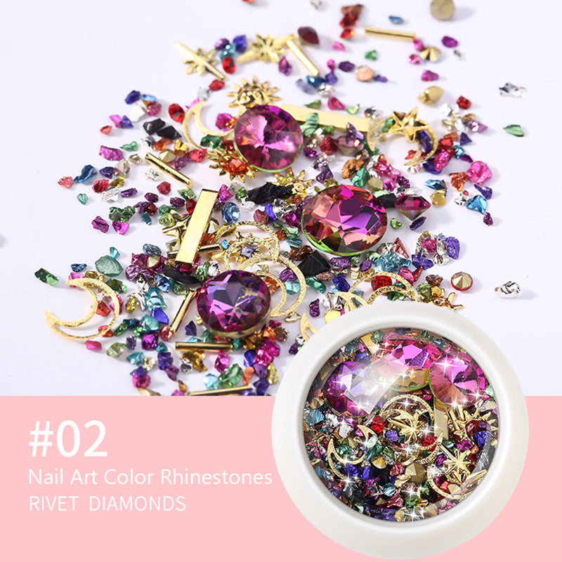 DIY Nail Art Color Rhinestones ( Round Box )