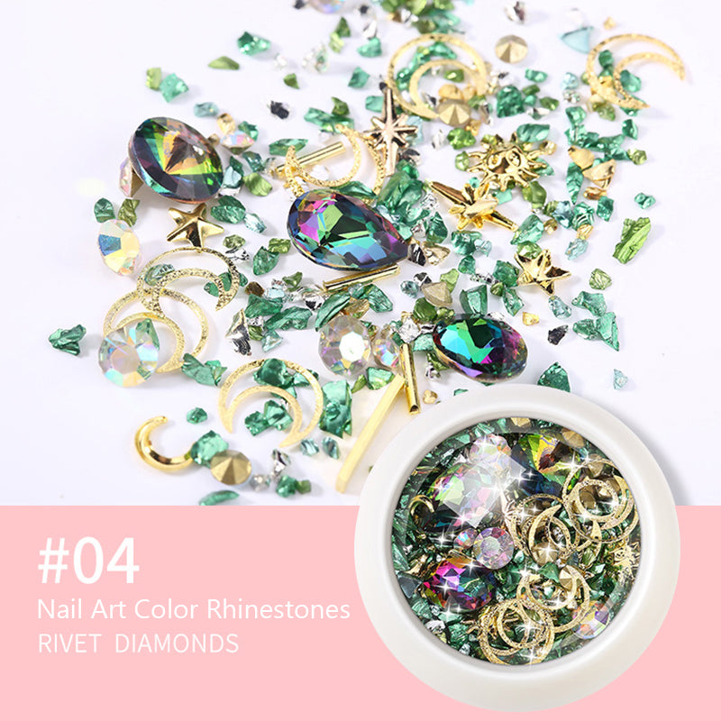 DIY Nail Art Color Rhinestones ( Round Box )