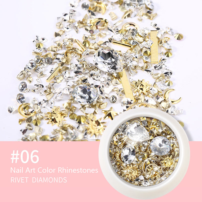 DIY Nail Art Color Rhinestones ( Round Box )