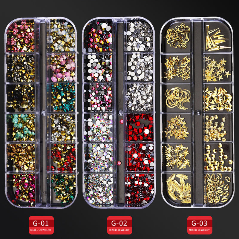 DIY Nail Art Color Rhinestones ( Long Box )