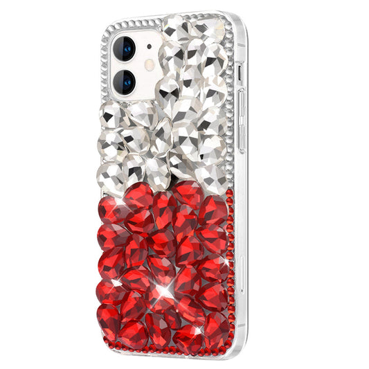 Two-Tone Crystal Rhinestones Phone Case ( Red & White )