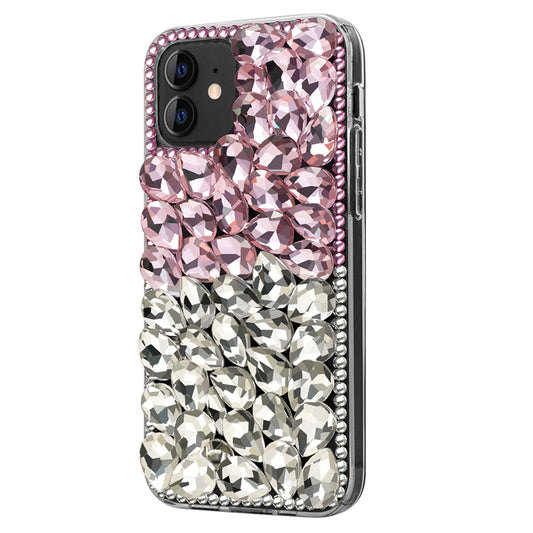 Two-Tone Crystal Rhinestones Phone Case ( Pink & White )