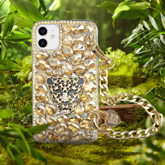 Luxury golden leopard phone cases (with chain)