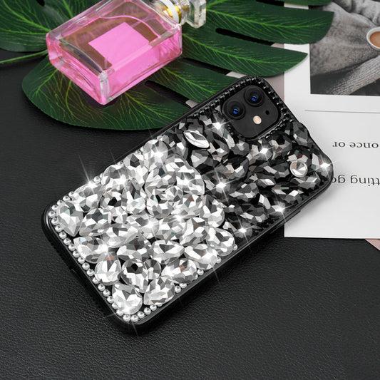 Two-Tone Crystal Rhinestones Phone Case( Black & White )