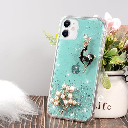 Black Deer Pearl Tree Phone Case ( Green )