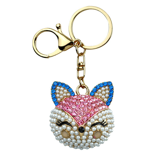 Cute Rhinestone Fox Keychain