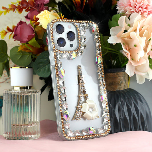 Rhinestone Tower Phone Case ( Golden )