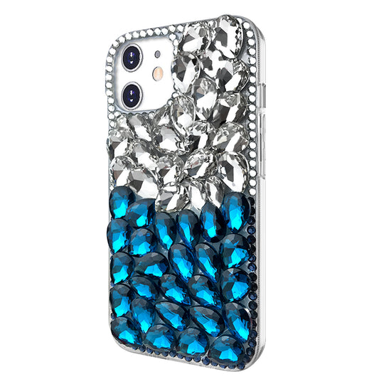 Two-Tone Crystal Rhinestones Phone Case ( Blue & White )