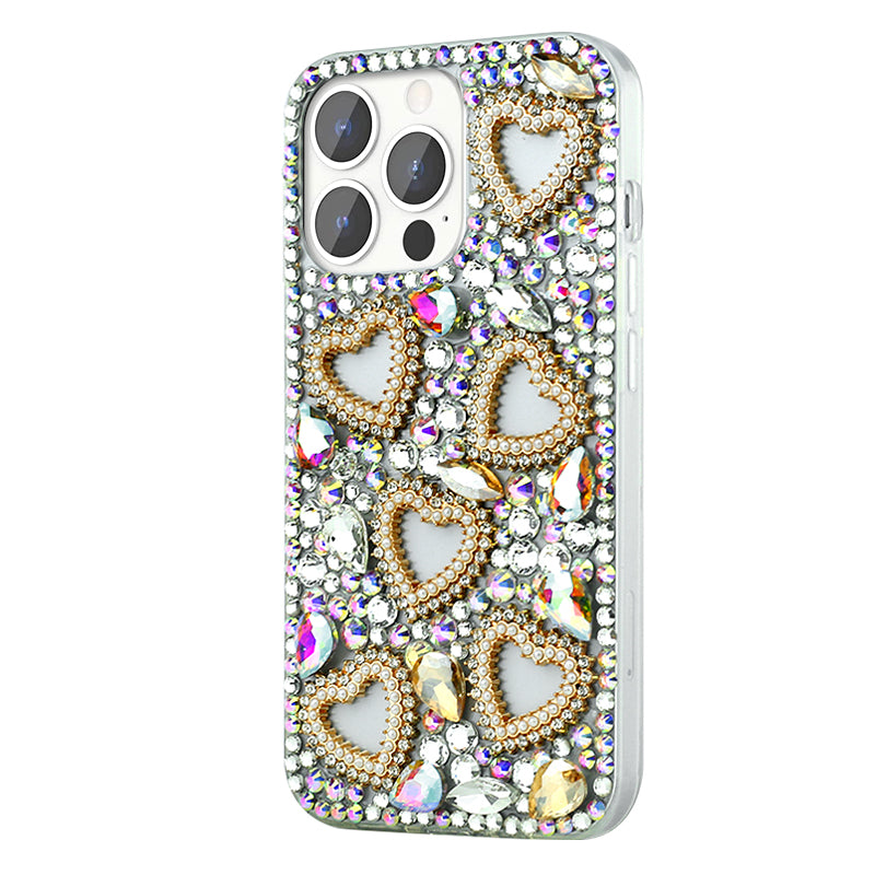 Heart-Shaped Rhinestone Phone Case